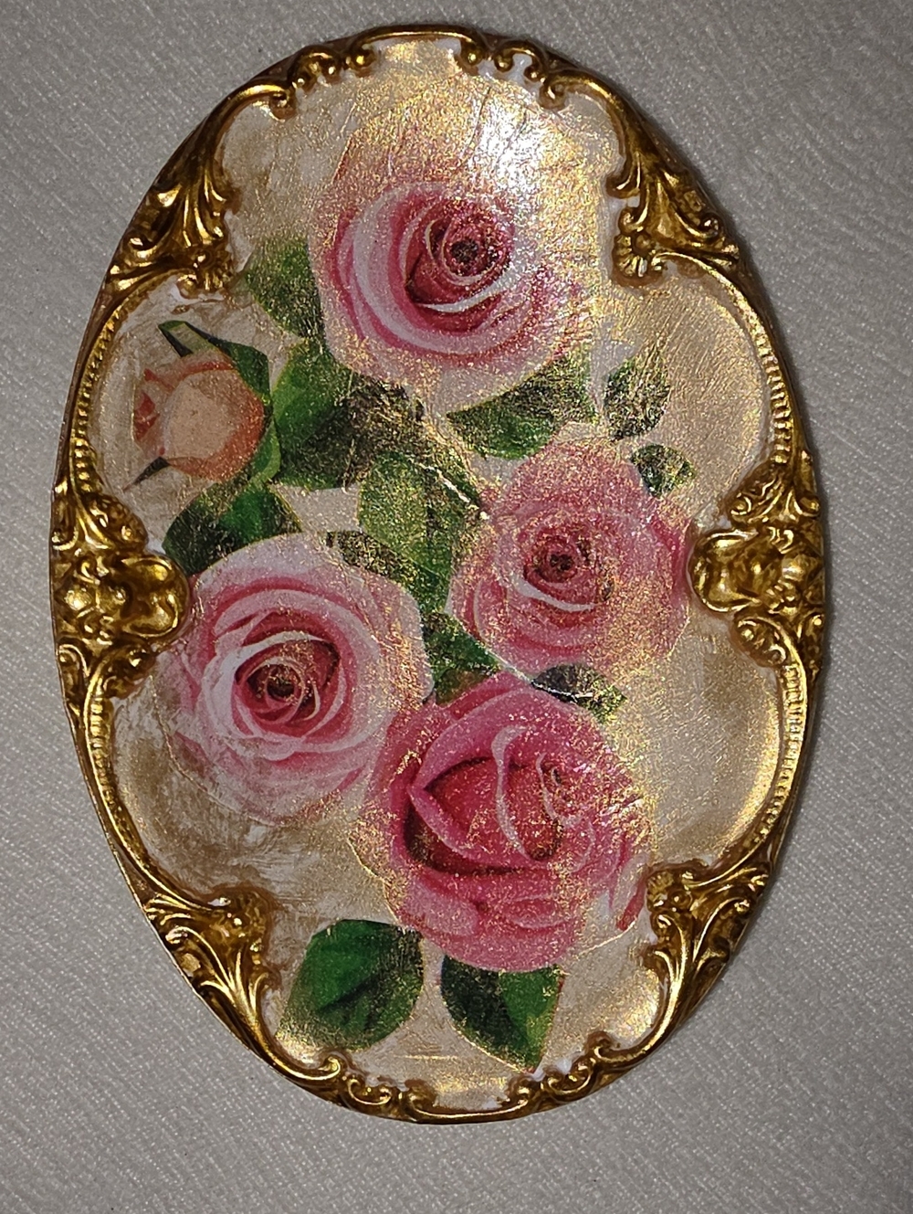 Decorative Rose nd Gold Oval trinket dish for decor